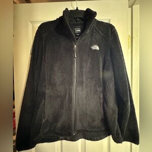 North face full-zip up fuzzy jacket black large gently used